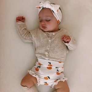 Spearmintlove orange print bloomers & headband 3-6